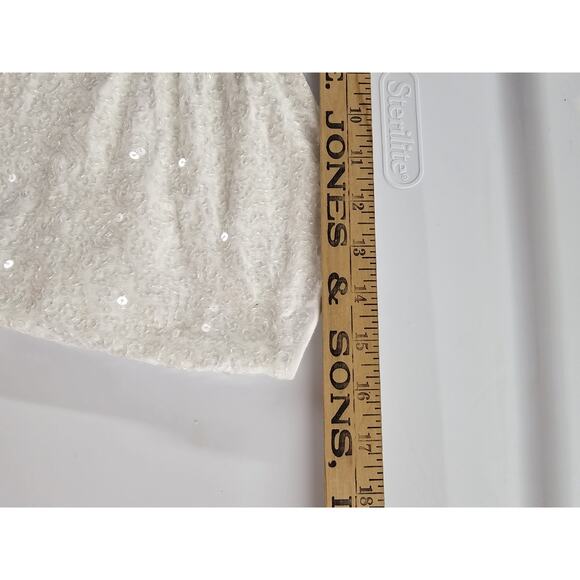 Express Sexy Stretch White Sequin Tube Top Sz L Built In Bra Coquette Cropped - Picture 6 of 10